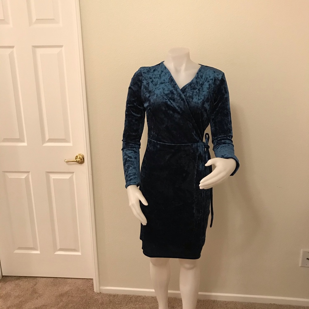 True Destiny crushed velvet wrap dress